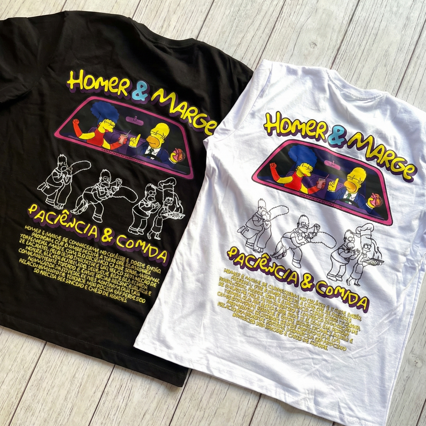 Conjunto Camisetas de Casal – Simpsons “Homer & Marge” (Estampa Frente e Costas)