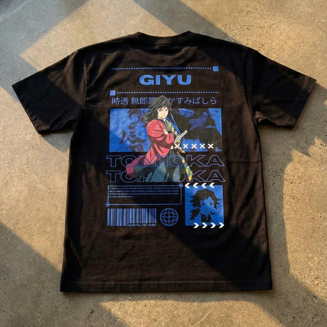 🌊 Camiseta Giyu Tomioka – Demon Slayer | Estética Streetwear