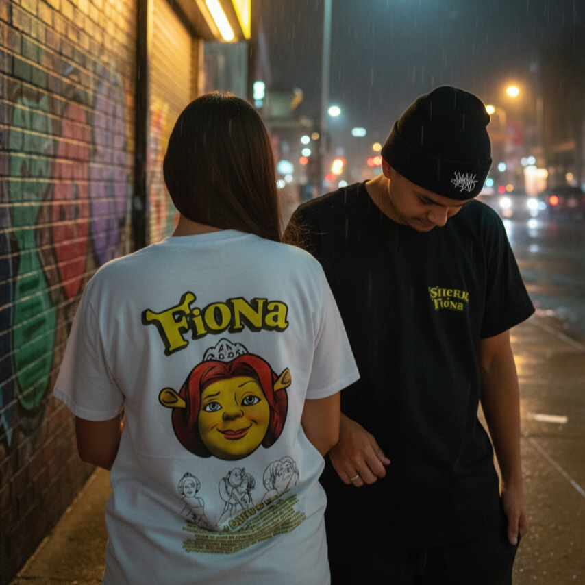 Conjunto Camisetas de Casal – Shrek “Shrek & Fiona” (Estampa Frente e Costas)
