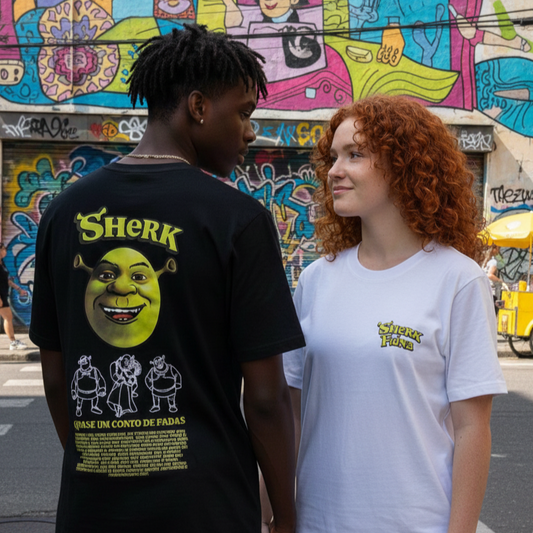 Conjunto Camisetas de Casal – Shrek “Shrek & Fiona” (Estampa Frente e Costas)