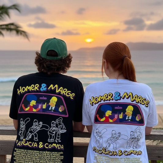 Conjunto Camisetas de Casal – Simpsons “Homer & Marge” (Estampa Frente e Costas)