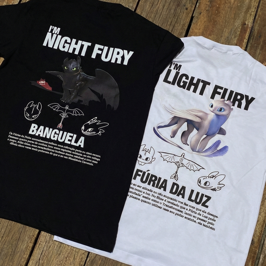 Conjunto Camisetas de Casal – “Banguela & Fúria da Luz” (Estampa Frente e Costas)