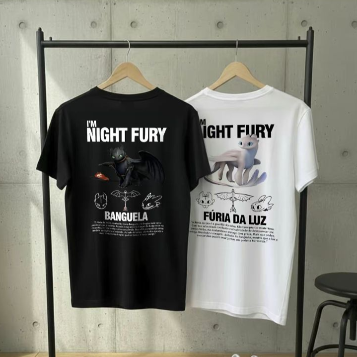 Conjunto Camisetas de Casal – “Banguela & Fúria da Luz” (Estampa Frente e Costas)