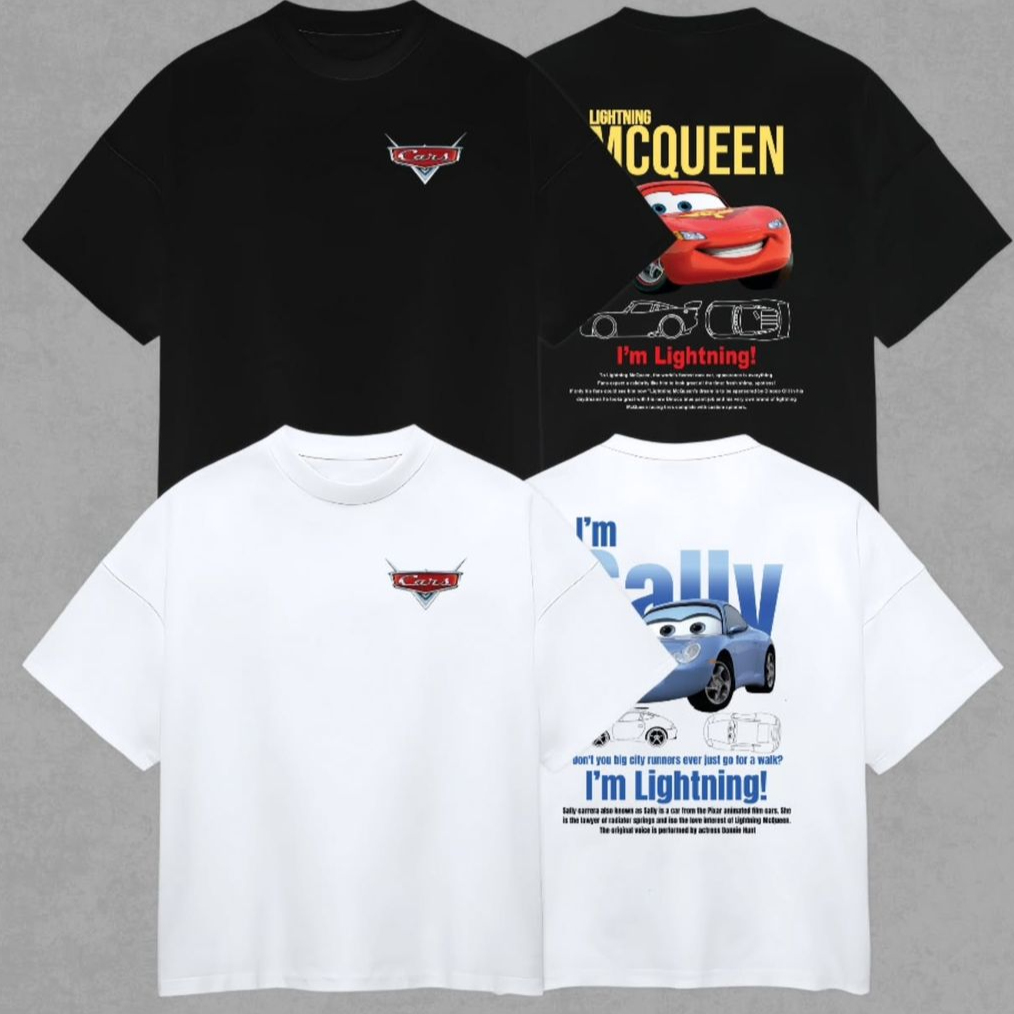 CONJUNTO CAMISETA DE CASAL CARROS '' MCQUEEN E SALLY“ ESTAMPA FRENTE E COSTAS